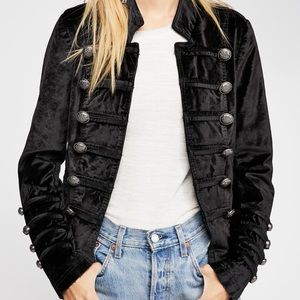 NWT Free people velvet black military jacket